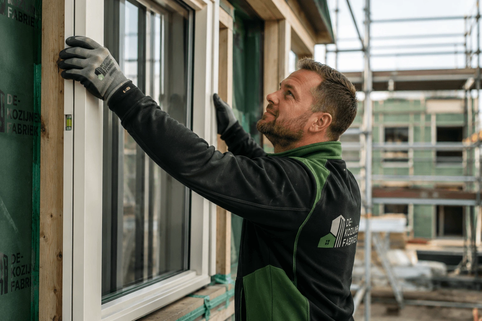 Vakmensen aan het werk op de bouwplaats